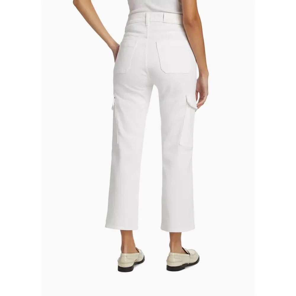 7 For All Mankind Logan High-Rise Cargo straight-leg Jeans In Bright White